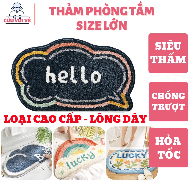 Thảm Sợi Phòng Tắm Siêu Thấm, Chống Trượt Size Lớn