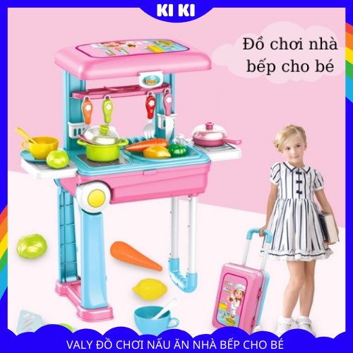 Bộ đồ chơi nhà bếp nấu ăn hình chiếc valy xinh xắn cho bé gái 2 3 4 5 6 7 8 tuổi, Đồ chơi nhập vai đầu bếp cho trẻ emẻ