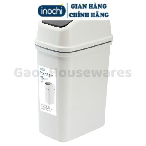 [FreeShip] Thùng rác nắp lật 15L (có lõi) inochi, nhựa nguyên sinh, ngăn mùi hôi, kháng khuẩn - Giao màu ngẫu nhiên