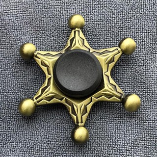Con Xoay Fidget Spinner Kim Loại Cao Cấp Màu Đồng - Đồ Chơi Giảm Stress Hình Huy Hiệu
