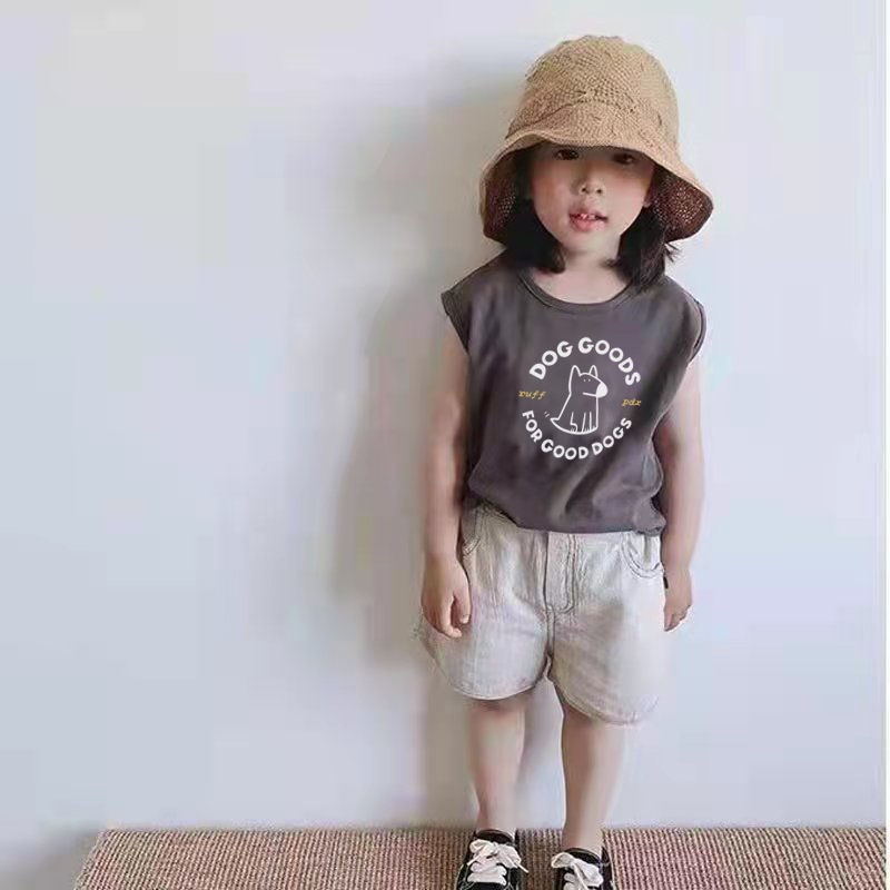 MNGRL Áo Ba Lỗ Cotton Phong Cách Hàn Quốc Mùa Hè Cho Trẻ Em