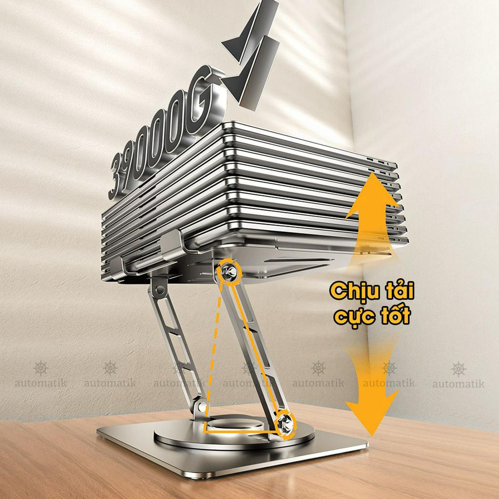 Giá Đỡ Laptop, Kê Laptop Ipad Máy Tính Bảng Xoay 360 Độ Bằng Kim Loại Đế Tản Nhiệt Công Thái Học - Automatik