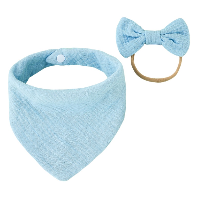 Khăn Bandana Vải Cotton Mềm Màu Trơn Đính Nơ Xinh Xắn Cho Bé Sơ Sinh