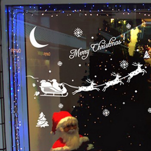 Hình dán trang trí cửa kính tạo hình chủ đề Noel đẹp mắt tiện dụng