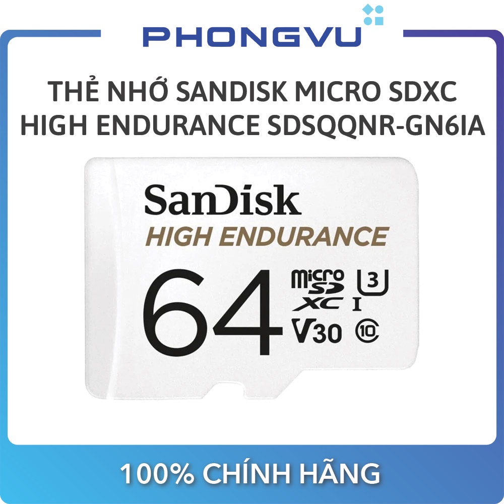 Thẻ nhớ SanDisk High Endurance microSDXc 64Gb SDSQQNR-064G-GN6IA (Có adaptor) - Bảo hành 24 tháng
