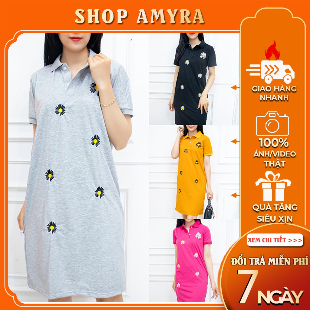 Đầm dáng suông Polo chất THUN cotton 4 chiều năng động💥Váy polo ngắn tay cổ áo sơ mi 💥[FREESHIP] Bigsize - AMYRA DA041 | BigBuy360 - bigbuy360.vn