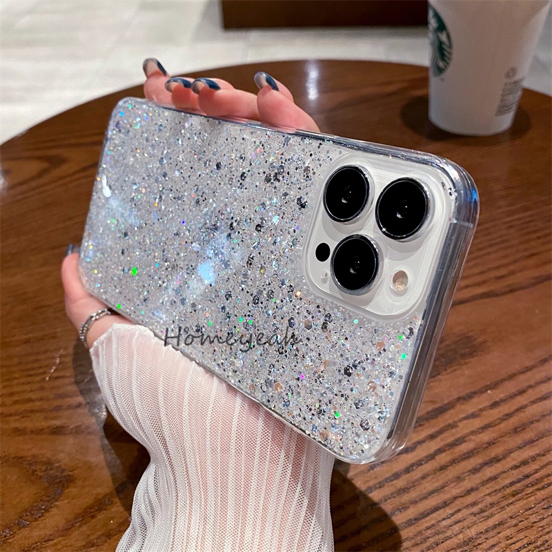 Ốp Điện Thoại Mềm Trong Suốt Chống Sốc Lấp Lánh Cho iPhone 11 12 13 Pro MAX X XR XS MAX ip12