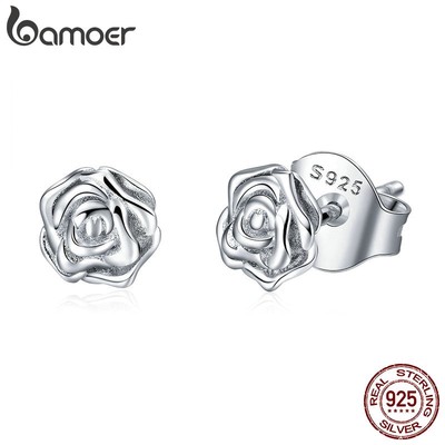 Bamoer Bông Tai bạc 925 Hình Hoa Hồng