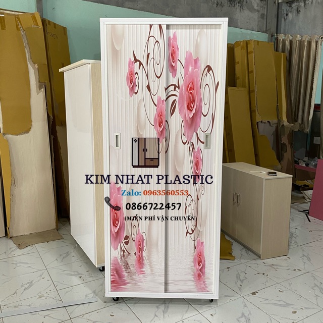 Tủ quần áo nhựa Đài Loan cửa lùa in 3D freeship