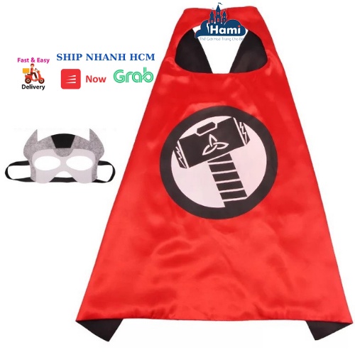 Áo choàng siêu nhân cho bé trai, bé gái kèm mặt nạ, size 70cm