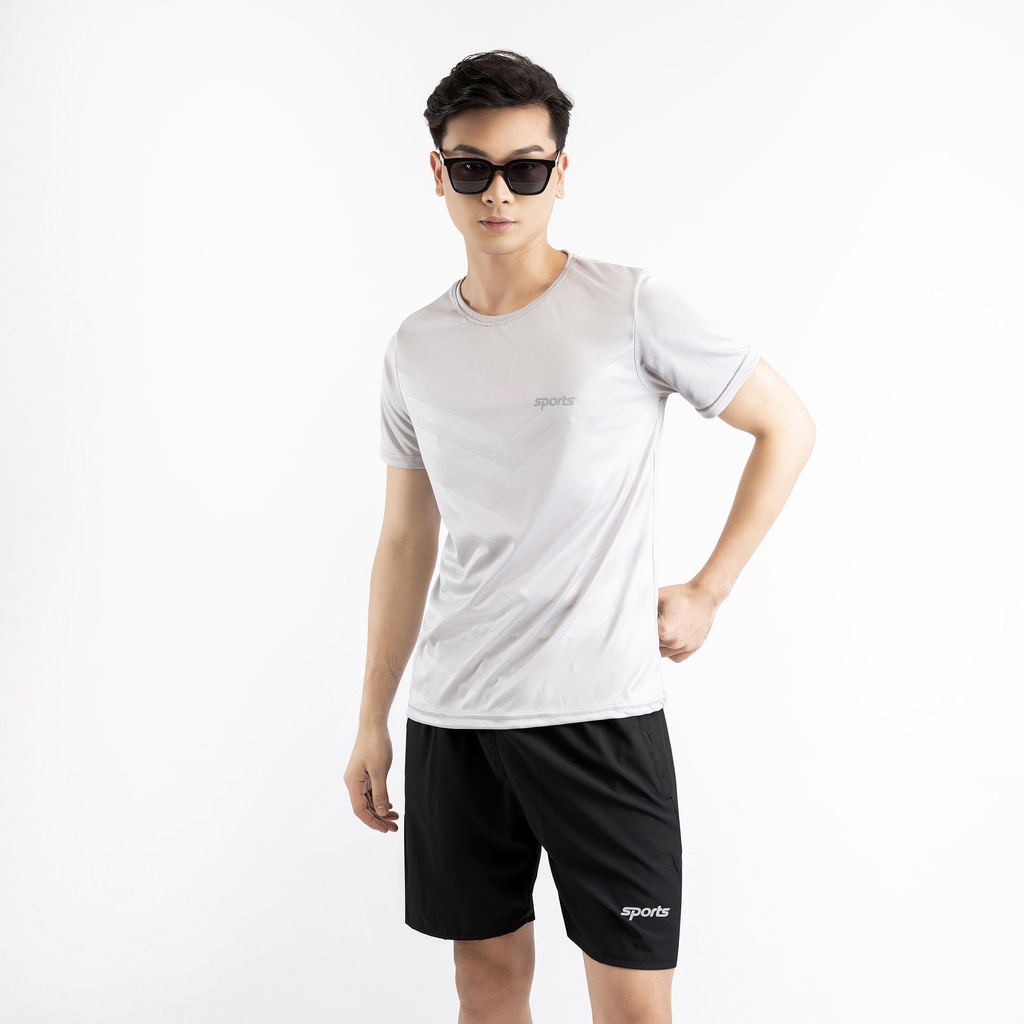 Bộ quần áo cộc tay mùa hè nam in chữ sports DINO SPORTS set quần áo thể thao chất thun mát thoáng khí