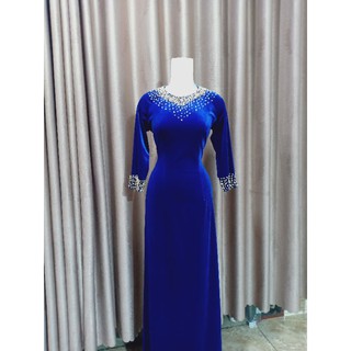 Bộ áo dài mẹ  vải nhung