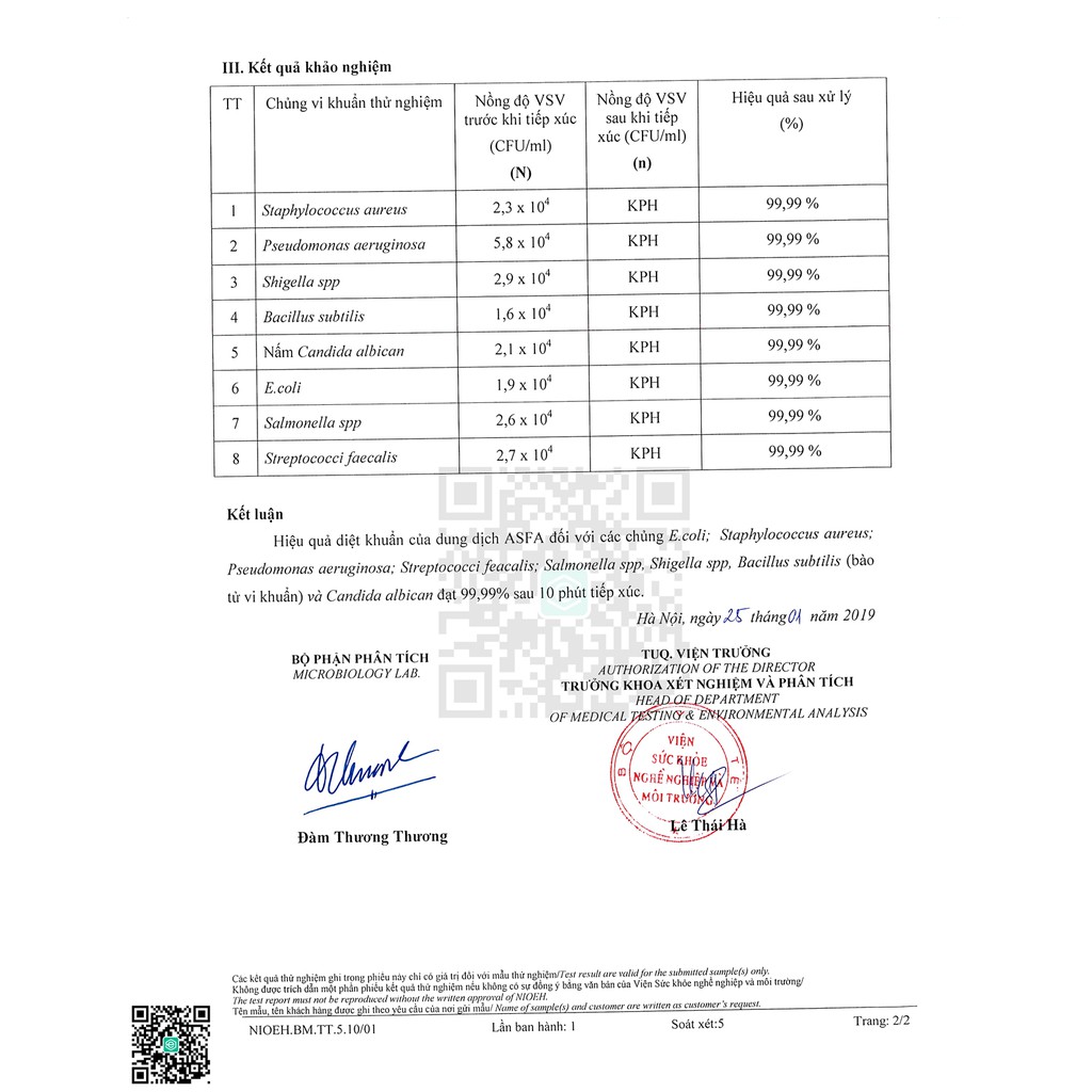 Nước Diệt Khuẩn, Khử Mùi, ASFA 2 Lít