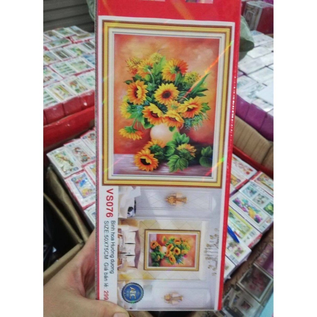 Tranh đính đá 5D Hoa Hướng Dương VS076 (50x75cm) - chưa đính đá