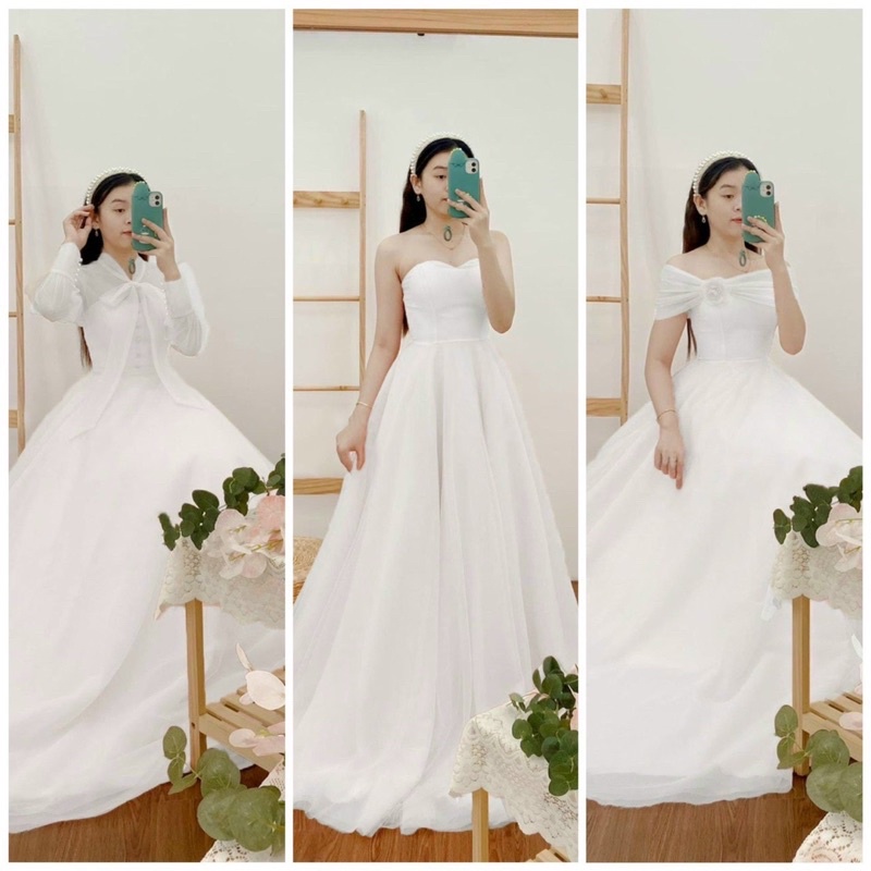 ĐẦM XOÈ CƯỚI MẶC 3 KIỂU FULLSIZE S/M/L/XL ( ảnh và video do chủ shop tự chụp )