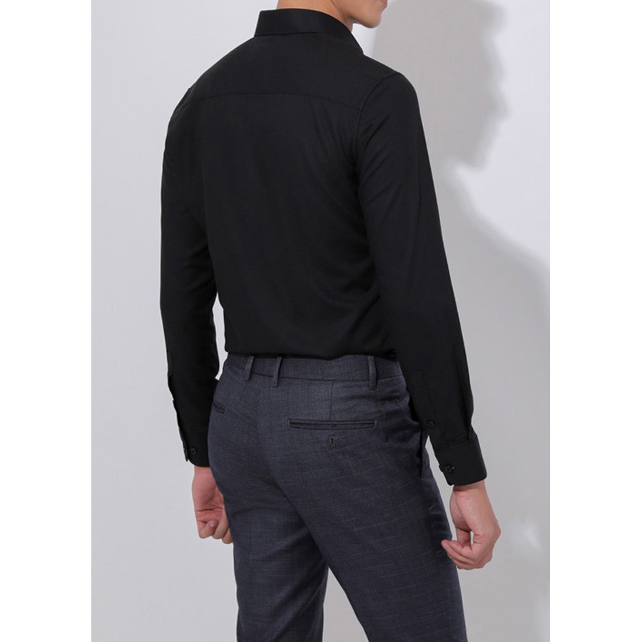 Áo Sơ Mi Nam Đen Cổ Bẻ Chất Lụa Mịn Chống Nhăn Phong Cách Trẻ Trung