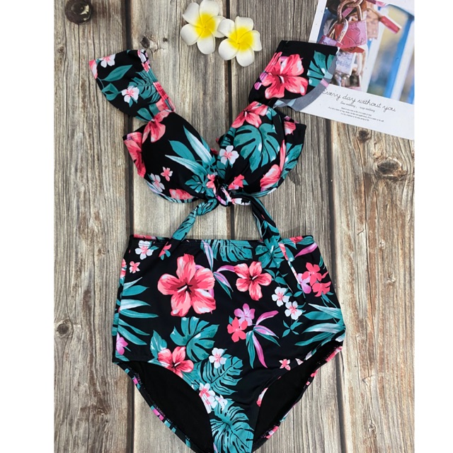 Bikini mút dày nâng ngực hoa lá