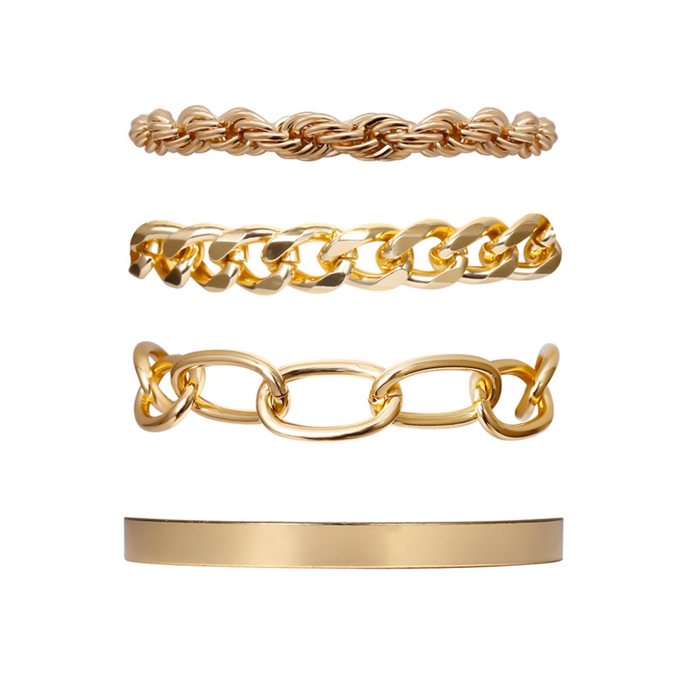 Set 4 Vòng Tay Bằng Kim Loại Thiết Kế Đơn Giản Thời Trang