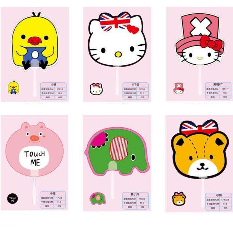 Quạt Nhựa Cầm Tay 2 Mặt Họa Tiết Cute