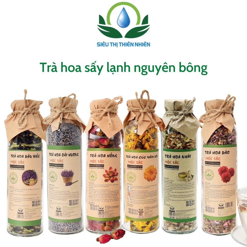 Trà hoa sấy lạnh nguyên bông cao cấp lọ thủy tinh: hoa hồng, hoa cúc, hoa nhài,...đậu biếc - SIÊU THỊ THIÊN NHIÊN