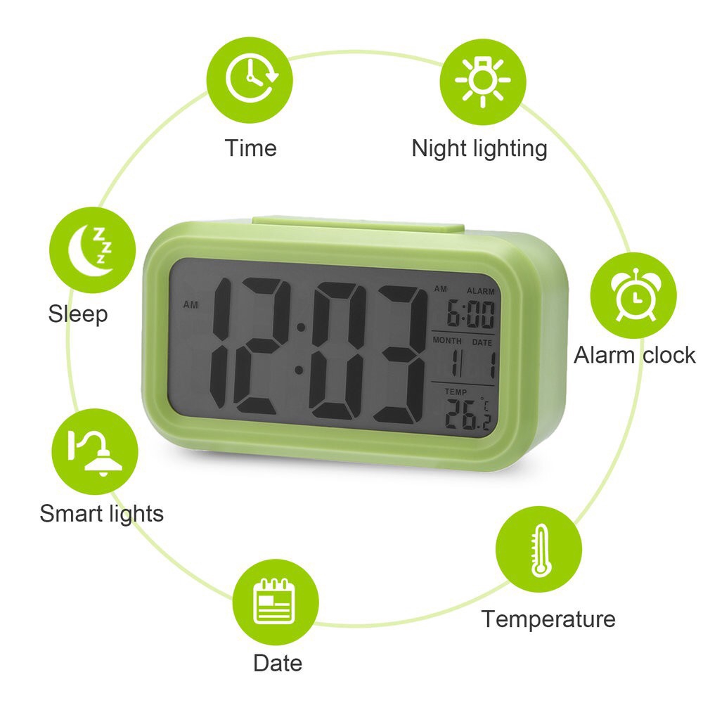 Đồng Hồ Báo Thức Thông Minh Có Màn Hình Lcd Hiển Thị Nhiệt Độ