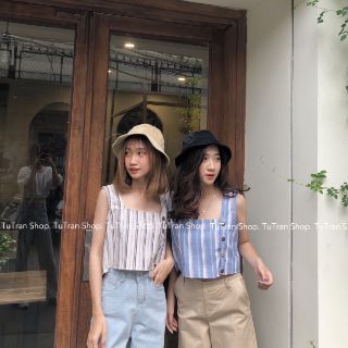 Tanktop linen cổ vuông
