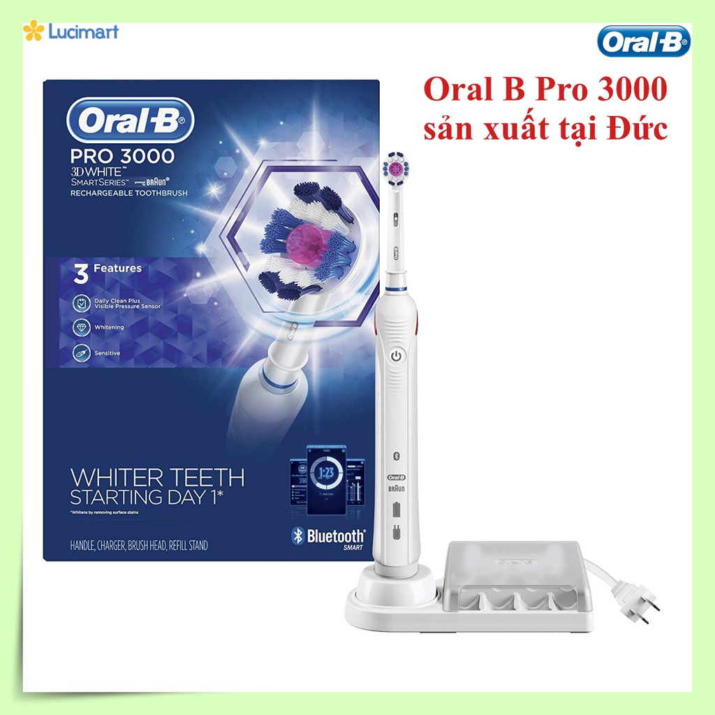 Bàn chải điện Oral-B Pro 3000 Electronic Power Rechargeable Battery Electric Toothbrush [Hàng Đức]