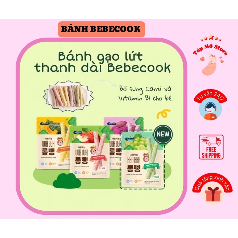 Bánh Gạo Lứt Thanh Dài Bebecook Hàn Quốc date 2023