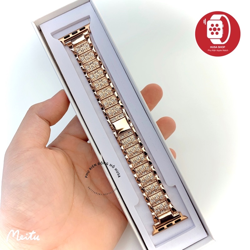 Dây Rolex Đính Đá Cực Xinh Cho Apple Watch 1/2/3/4/5/6/se size 38mm/40mm/42mm/44mm