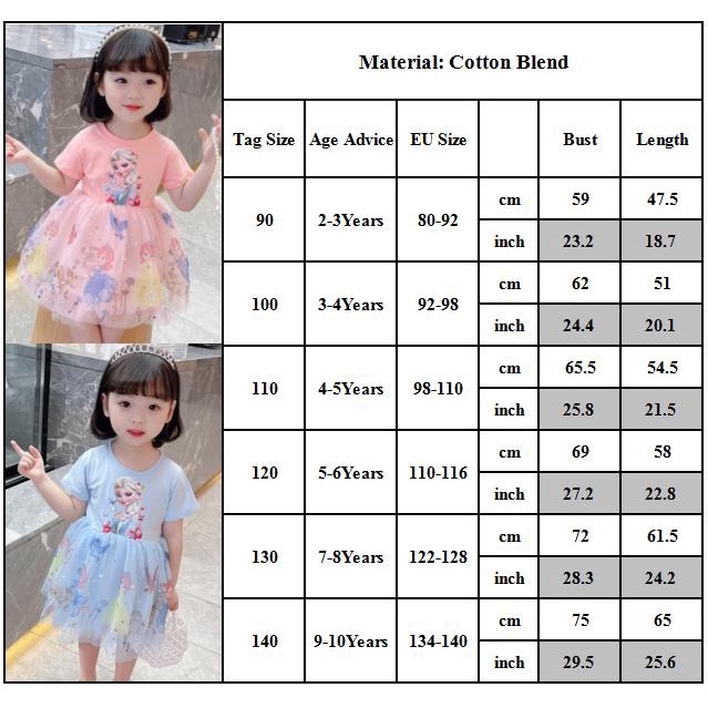 Đầm công chúa Elsa voan phồng xinh xắn, dễ thương cho bé gái 10-28 kg
