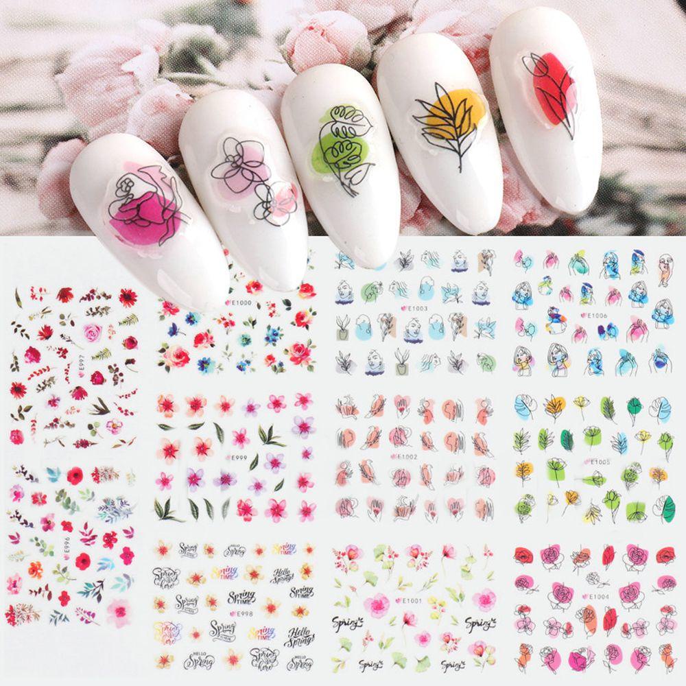 Miếng Dán Trang Trí Móng Tay In Hoa Lá Xinh Xắn
