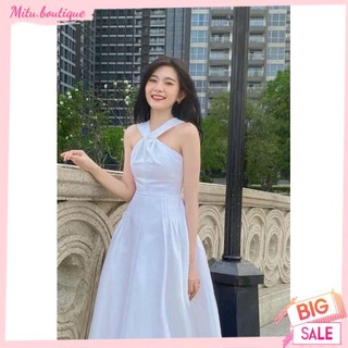 Váy xòe 2 Dây đan chéo dáng dài maxi - Đầm suông đi biển cổ yếm - Váy đi chơi dạo phố