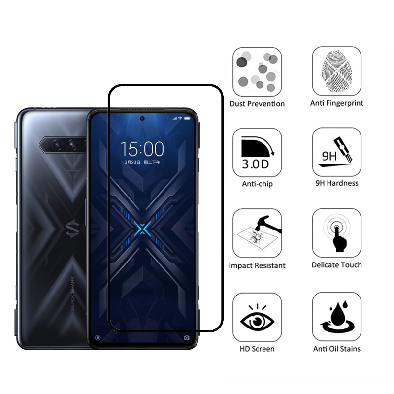 Kính cường lực Black Shark 4 Pro Bảo hiểm đầy đủ cho Xiaomi Black Shark4 3 2 Pro Poco X3 Pro F3 X3 NFC Redmi Note 10 9 Pro 9T Bảo vệ màn hình + Bảo vệ kính ống kính máy ảnh