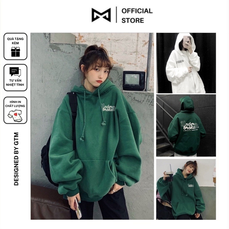 Áo khoác Hoodie Underbroken, CRISPUS unisex form rộng dưới 75kg, áo khoác nam nữ nỉ cotton phong cách Ulzzang GTM Store
