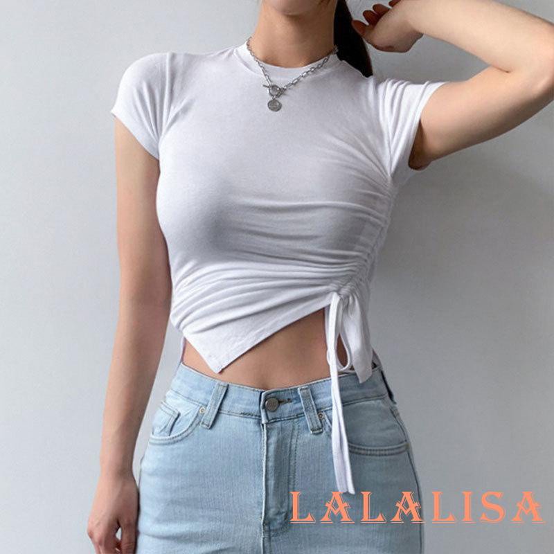 Áo Crop Top Tay Ngắn Cổ Thuyền Màu Sắc Đơn Giản Dành Cho Nữ | BigBuy360 - bigbuy360.vn