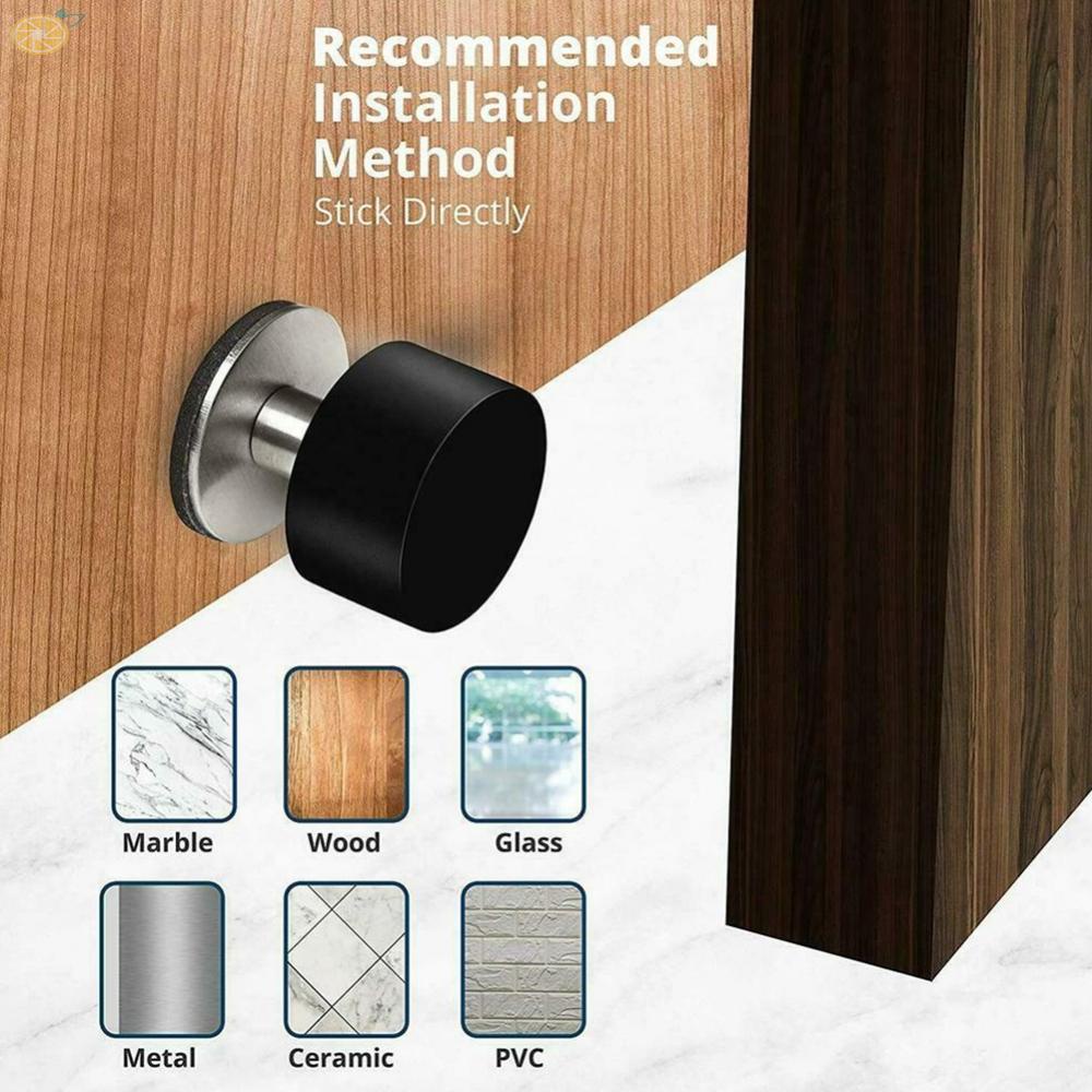 【VARSTR】Door Stop Non Punch Stainless Steel Versatility 4.5*4cm Black Rubber Side Tables