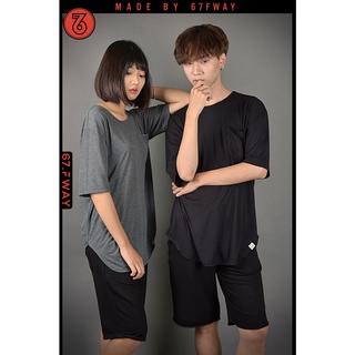 [By 67.FWAY☆] 𝐓-𝐒𝐇𝐈𝐑𝐓 / Áo phông oversize trơn vạt bầu / Áo thun phong cách đường phố phom rộng Unisex