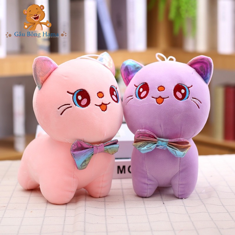 Gấu Bông Gối Ôm Mèo Bông Mắt To Đeo Nơ Cao Cấp Gấu Bông Hama