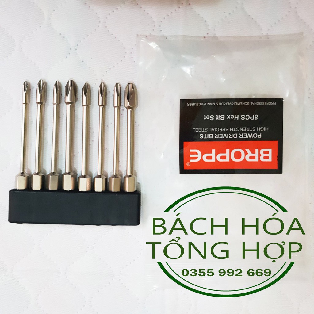 Bộ 8 mũi tô vít dài 75mm chuôi lục giác cho khoan pin, điện