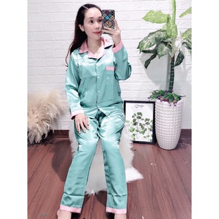 BỘ NGỦ PHI LỤA PHỐI - PIJAMA - TAY Dài QUẦN DÀI