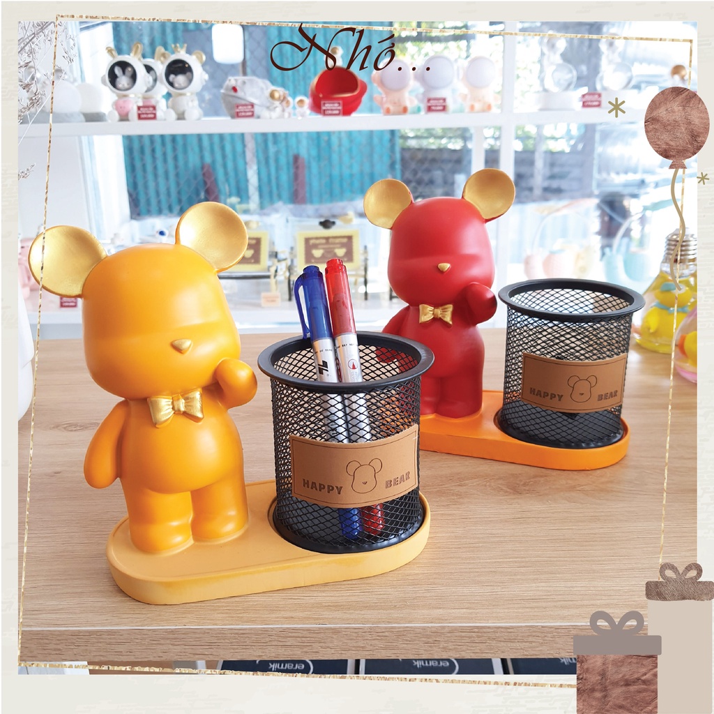 Ống Bút Thiết Kế Hình Gấu Bearbirck Decor Phòng Cute, Gói Quà Tặng Online Nhớ GIft Shop