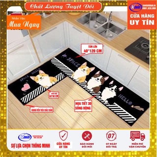 Bộ 2 thảm bếp họa tiết 3d chống trơn trượt ,bộ thảm chùi chân nhà bếp siêu chống thấm