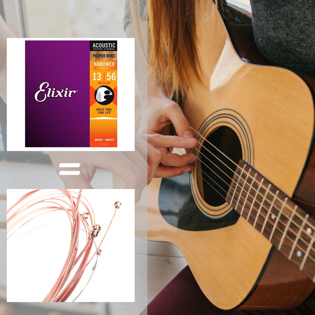 Set 6 dây đàn guitar siêu nhẹ chống ăn mòn cho Elixir 16102 13-56