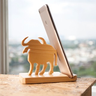 Đế gỗ để điện thoại iPad Con trâu - Bộ 12 con giáp