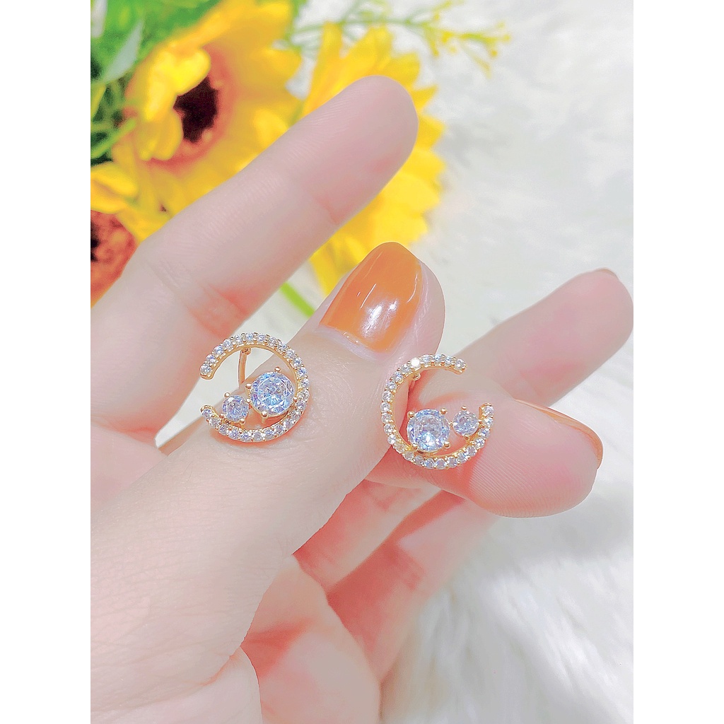 Bông tai nữ - phụ kiện nail đính đá UHA , chuôi cài chắc chắn, kiểu dáng hiện đại, thu hút, sang trọng B66