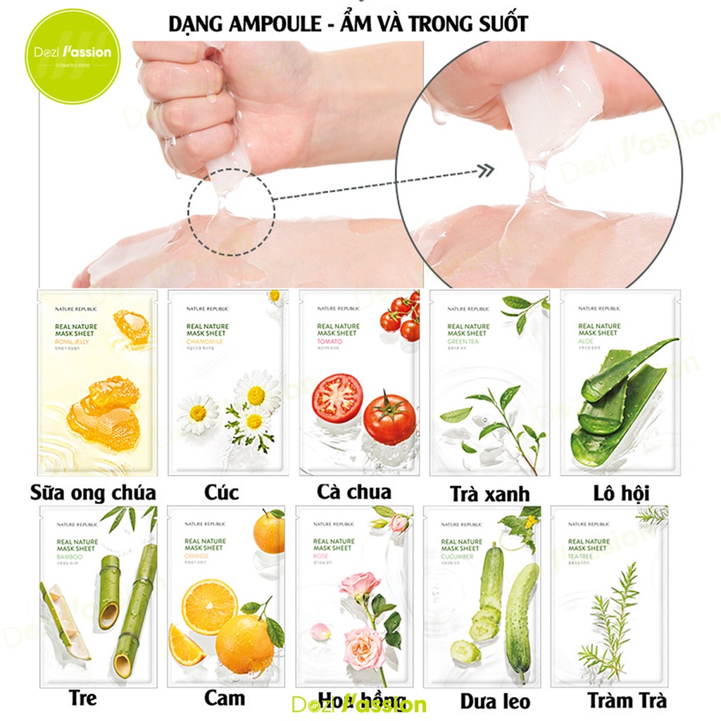 Mặt Nạ Natural Republic Dưỡng Trắng Da, Cấp Ẩm, Chống Oxi Hóa - Nature Republic Real Nature Mask Sheet 23ml/Miếng