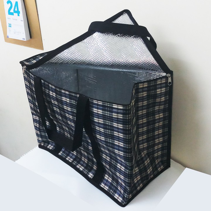 Túi giữ nhiệt lớn, túi giao hàng, 45x25 cao 35cm; vải bố dù, xếp gọn, dây quai xách may vòng qua đáy. TX97dv