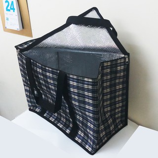 túi giữ nhiệt loại lớn hình hộp, đai quai xách may vòng qua đáy, vải bố dầy. 45x25x35cm. tx97D