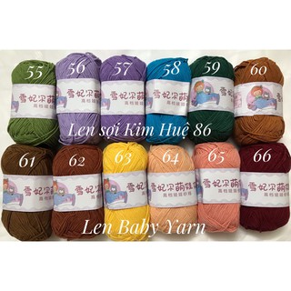 Len Baby Yarn-Cuộn len Baby Yarn, đã đóng gói để bán lẻ, kt:10x5cm,thành phần từ 100% sợi cotton,trọng lượng 40g/1cuộn..