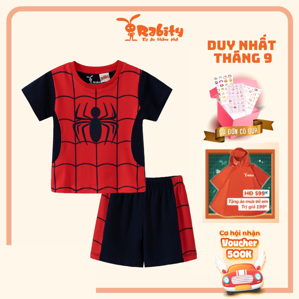 Bộ quần áo siêu nhân nhện bộ thun cotton spider man cho trẻ em Rabity 5616